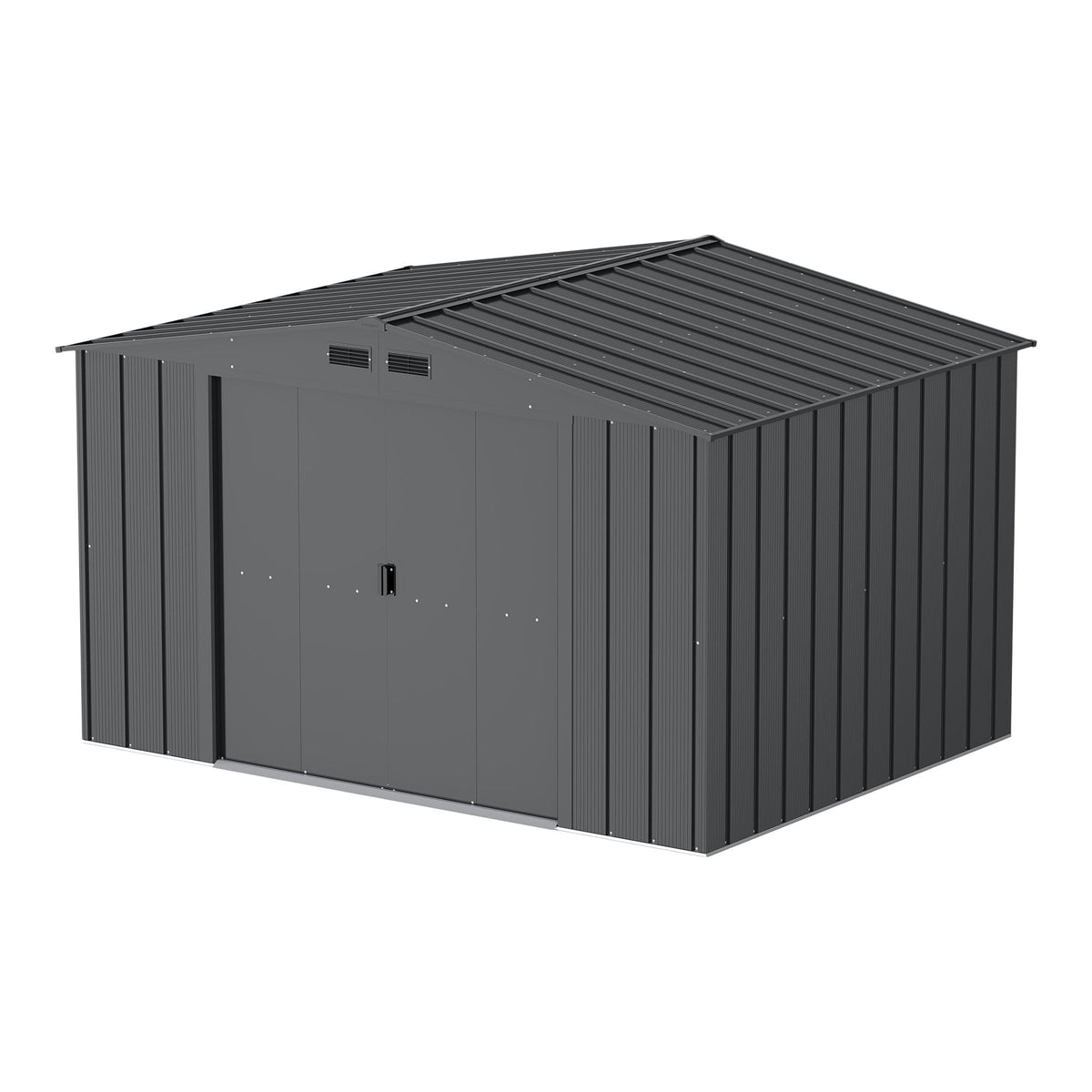 Duramax Metal Outdoor Storage Shed with Steel Frame, Dark Grey, 10-1/2-ft x 8-ft