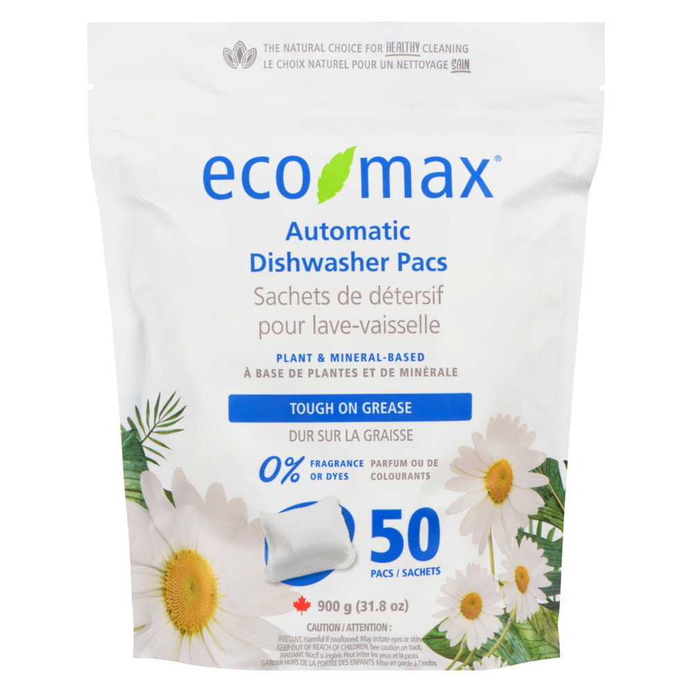 Eco-Max Plant & Mineral-Based Automatic Dishwasher Detergent Tabs, Fragrance-Free, 50-pk