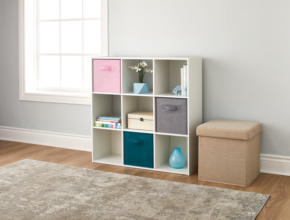 For Living 9-Cube Storage Organizer, Bookcase/Bookshelf, White