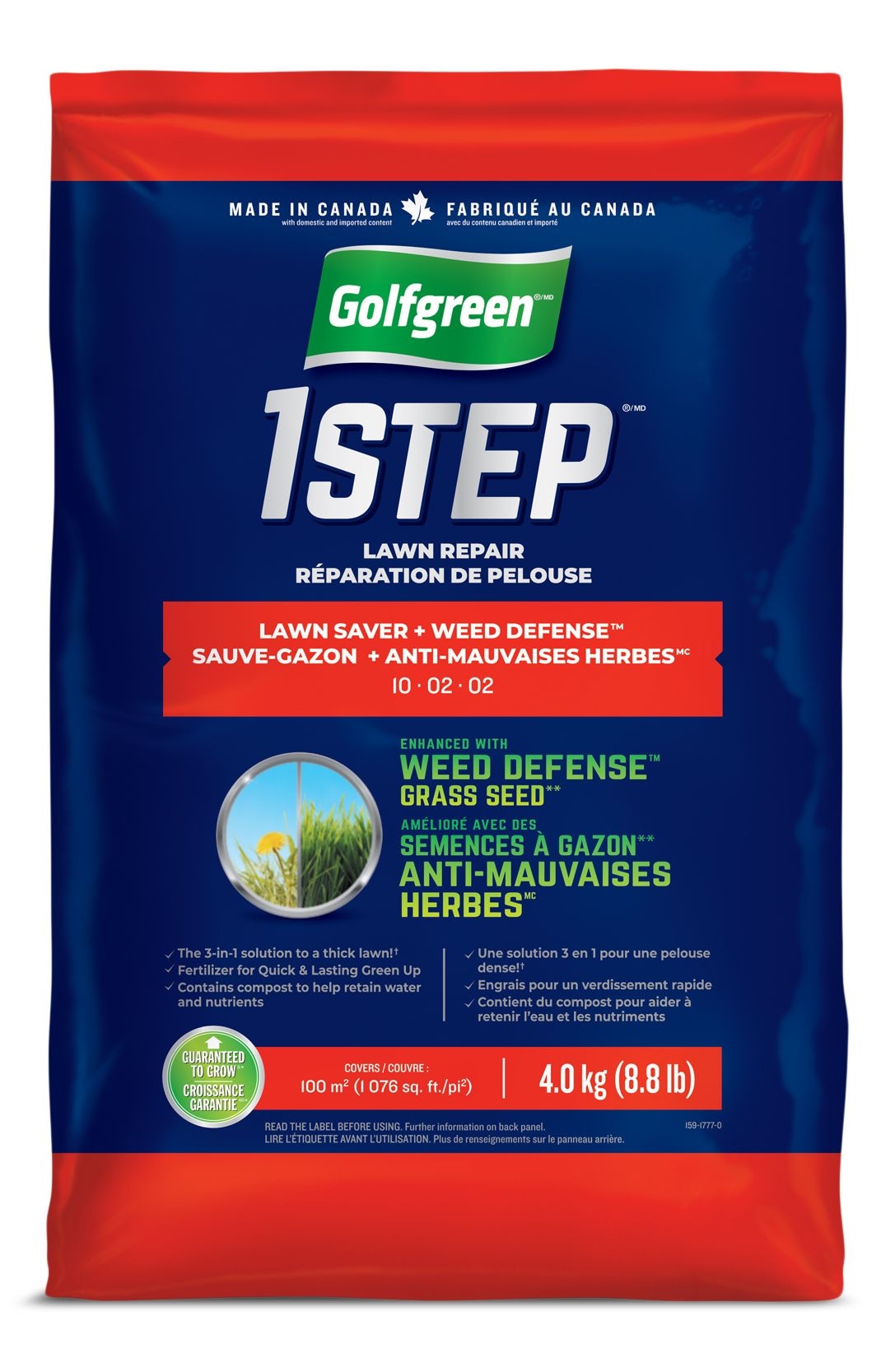 Golfgreen 1-Step Lawn Saver + Weed Defense 10-02-02 Grass Seed, 4-kg