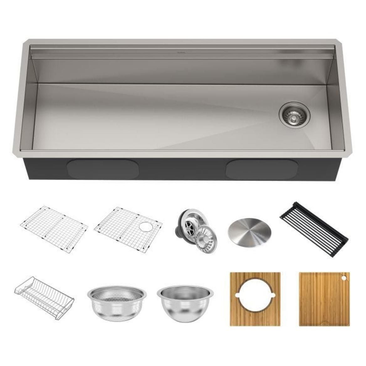 Kraus Kore 2-Tier Workstation Undermount 16-Gauge Single Bowl Kitchen Sink with 10 Accessories, 45-in