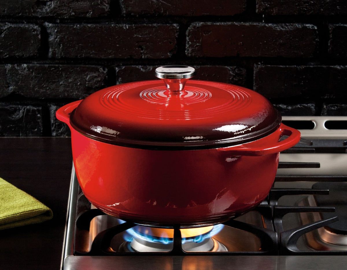 Lodge Enamel Cast Iron Dutch Oven, Red, 6-qt