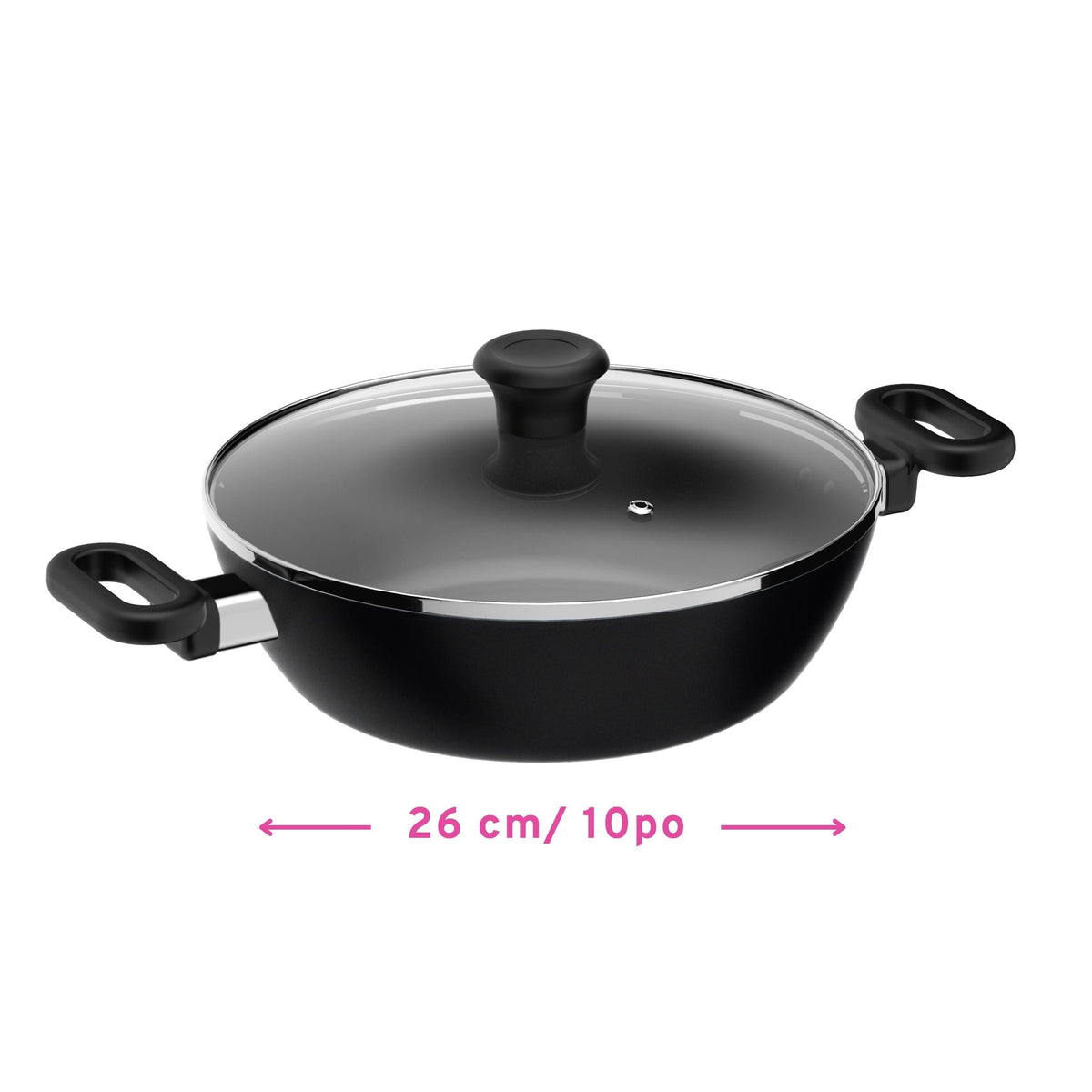 Maharaja 3.4qt Non-Stick Karahi with lid 26cm 10.25in