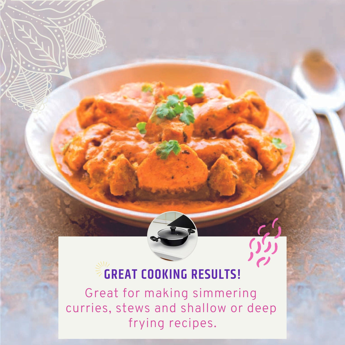 Maharaja 5.6qt Non-Stick Karahi with lid 30cm 12in