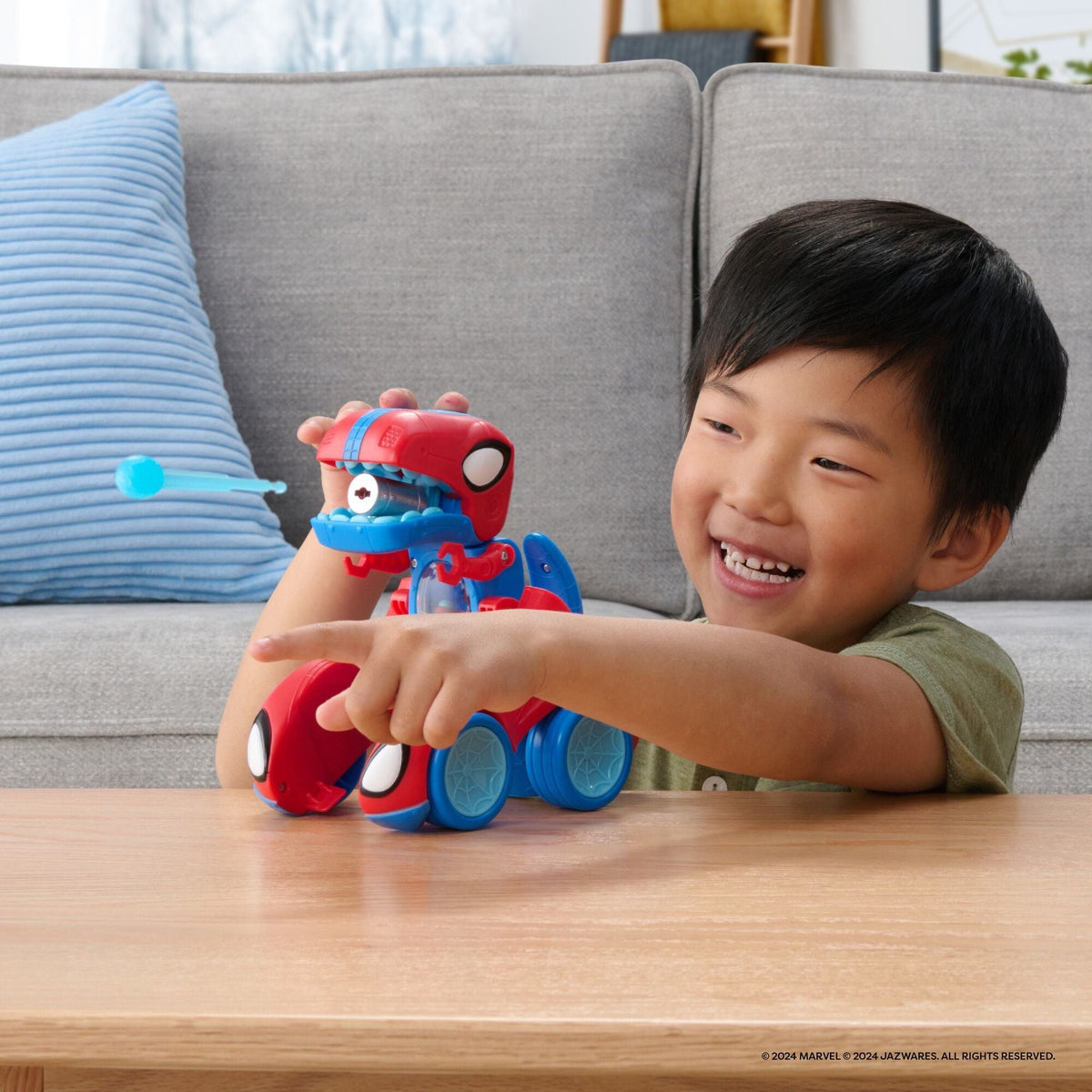 Marvel Spidey & His Amazing Friends Spidey-Rex Racer Vehicle, 2-in-1, Darts Included, Ages 3+