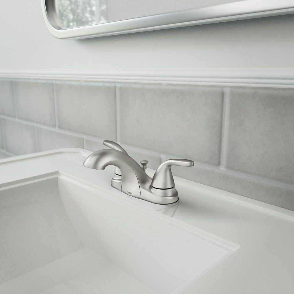 Moen Adler Double Handle Bathroom Faucet, Spot Resist Brushed Nickel
