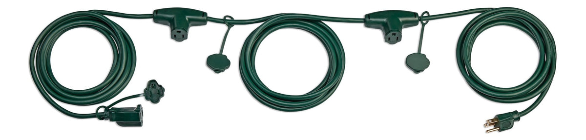 NOMA 25-ft Outdoor Extension Cord, 3 Outlets, Safety Cover, Green