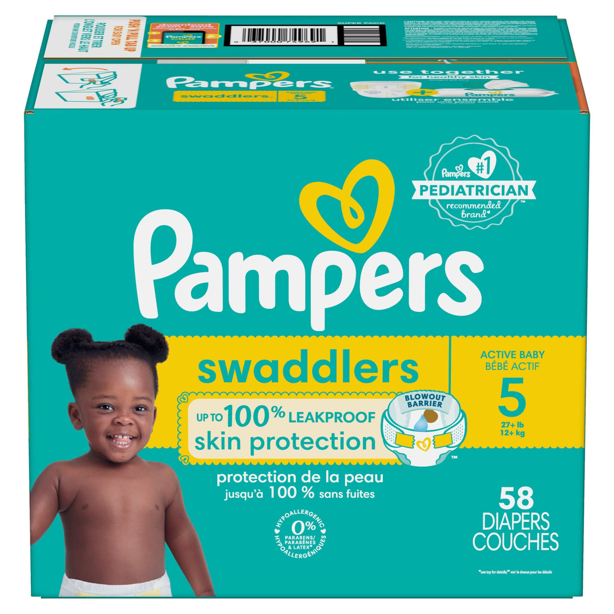 Pampers Swaddler Size 5 Leak-Free Baby Diapers, 55-pc