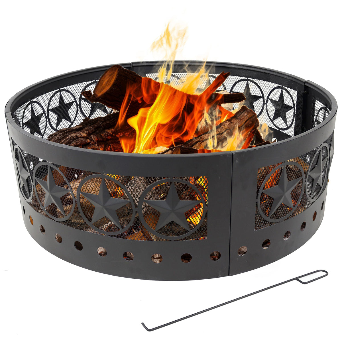 Sunnydaze Décor Heavy-Duty Steel Cut Out Campfire Ring, 36-in