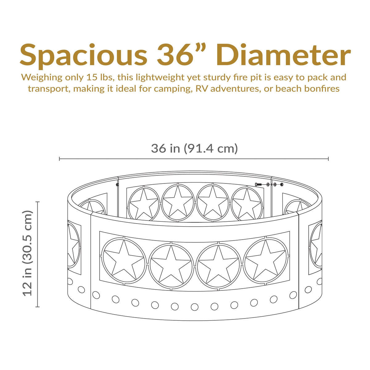 Sunnydaze Décor Heavy-Duty Steel Cut Out Campfire Ring, 36-in