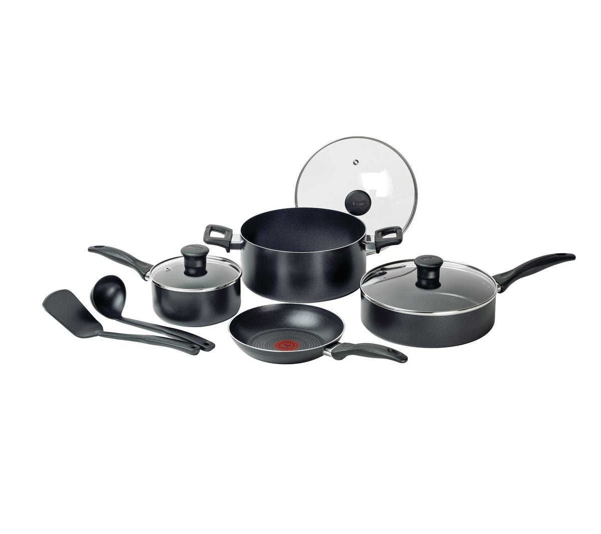 T-fal Viva Non-Stick Cookware Set, Black, 9-pc