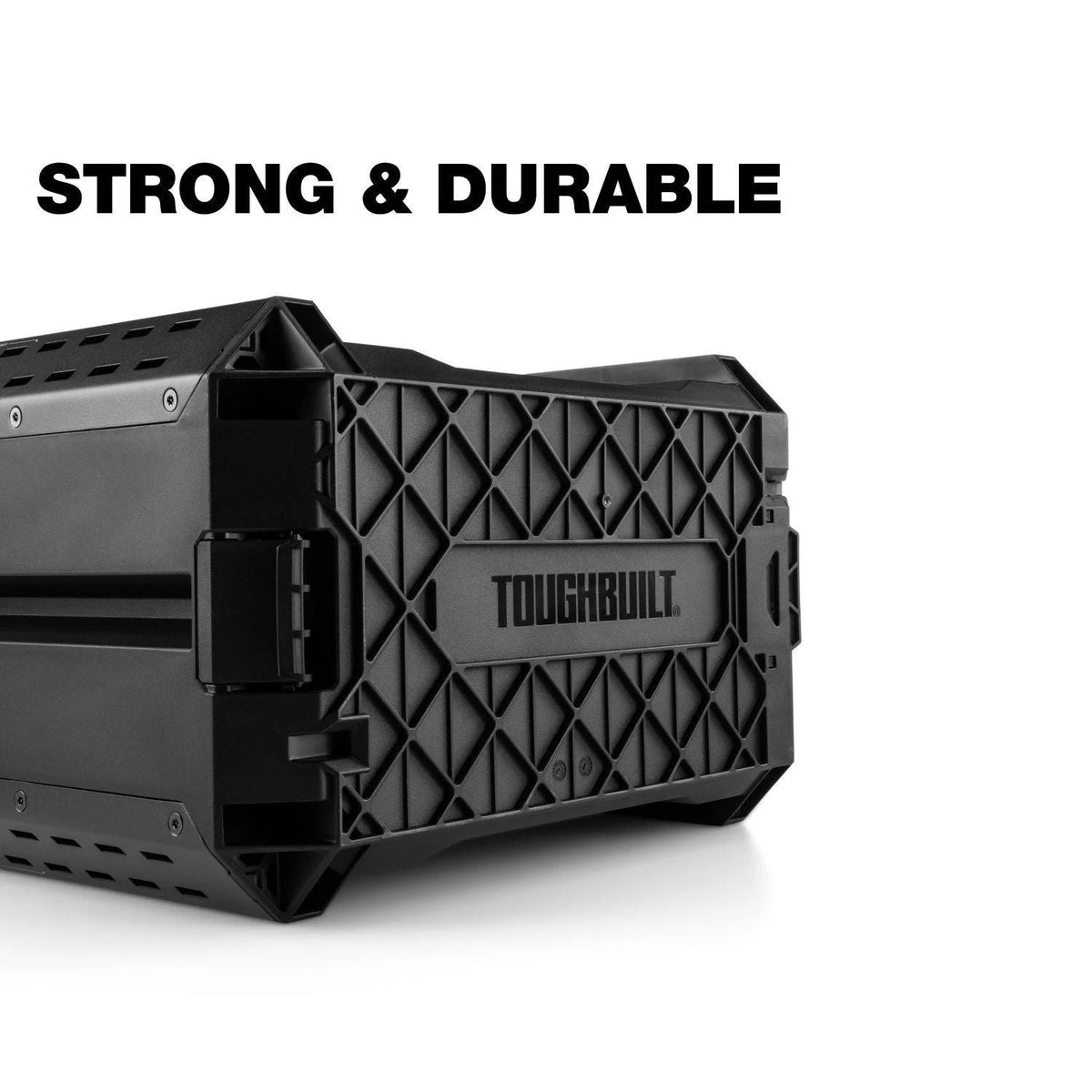 ToughBuilt StackTech Half Portable Modular Plastic/Metal Tool Box with Inner Tray and 5 Dividers, IP65-Rated, Black