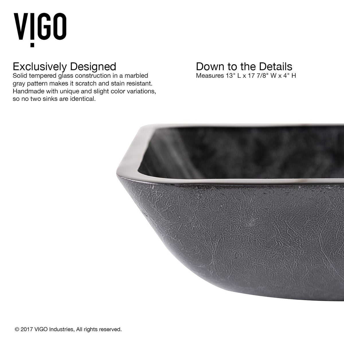 VIGO Glass Grey Onyx Bathroom Sink/Basin Set with Linus Faucet and Rectangular Vessel