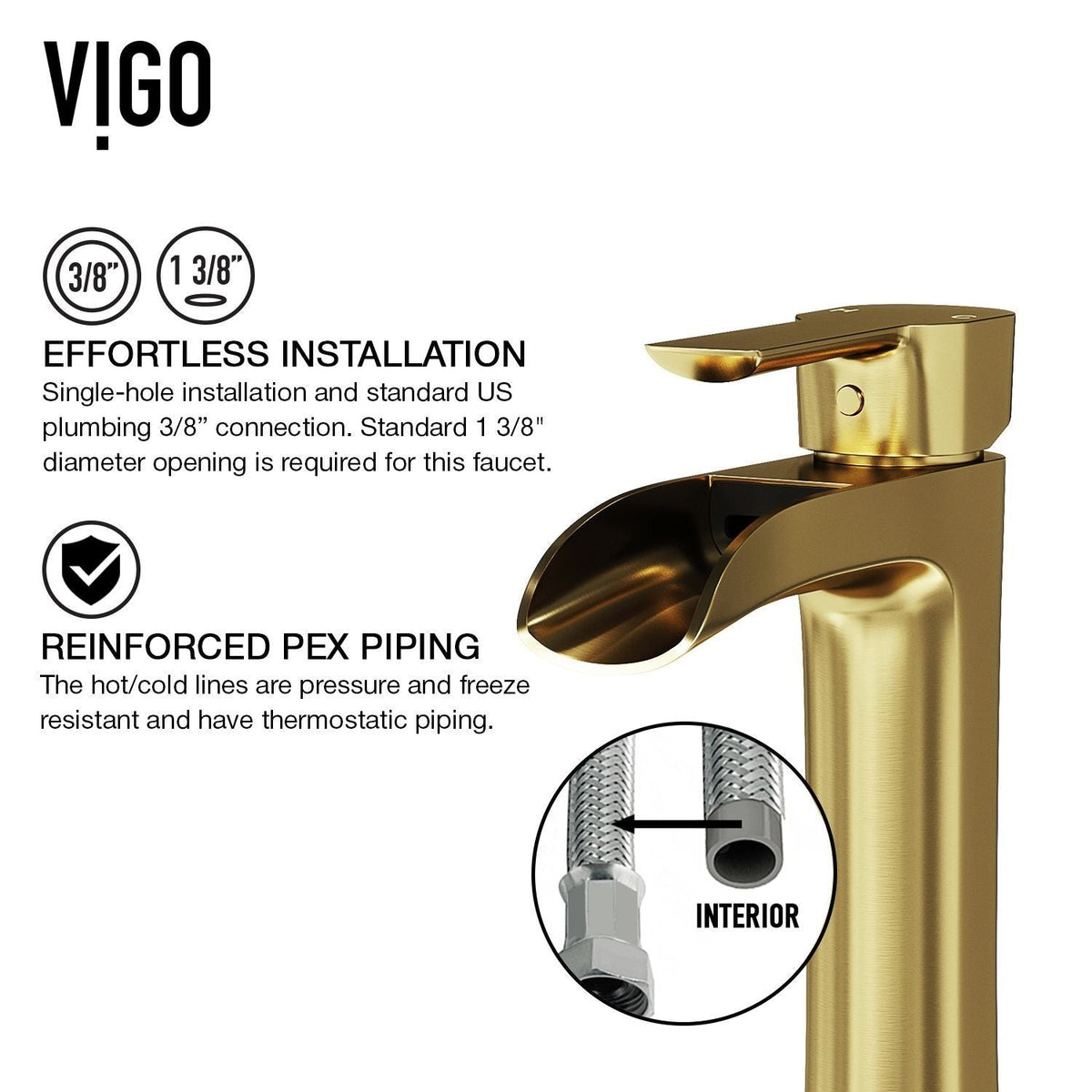 VIGO Glass Grey Onyx Bathroom Sink/Basin Set with Matte Gold Niko Faucet and Rectangular Vessel