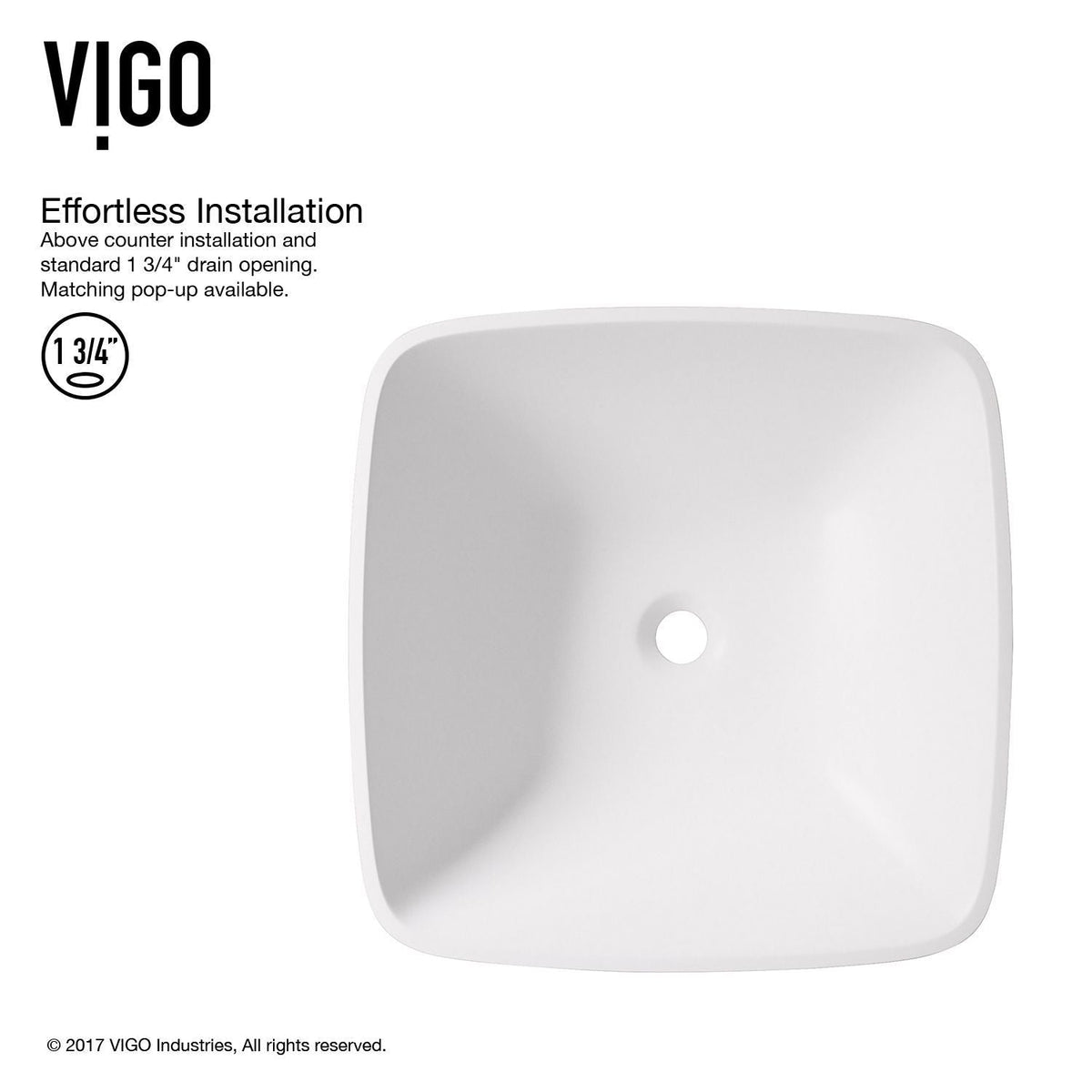 VIGO Hyacinth MatteStone White Bathroom Sink/Basin Set with Niko Faucet and Square Composite Vessel