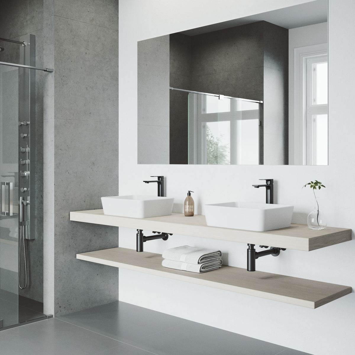 VIGO Marigold MatteStone Matte White Bathroom Sink/Basin Set with Norfolk Faucet and Rectangular Composite Vessel