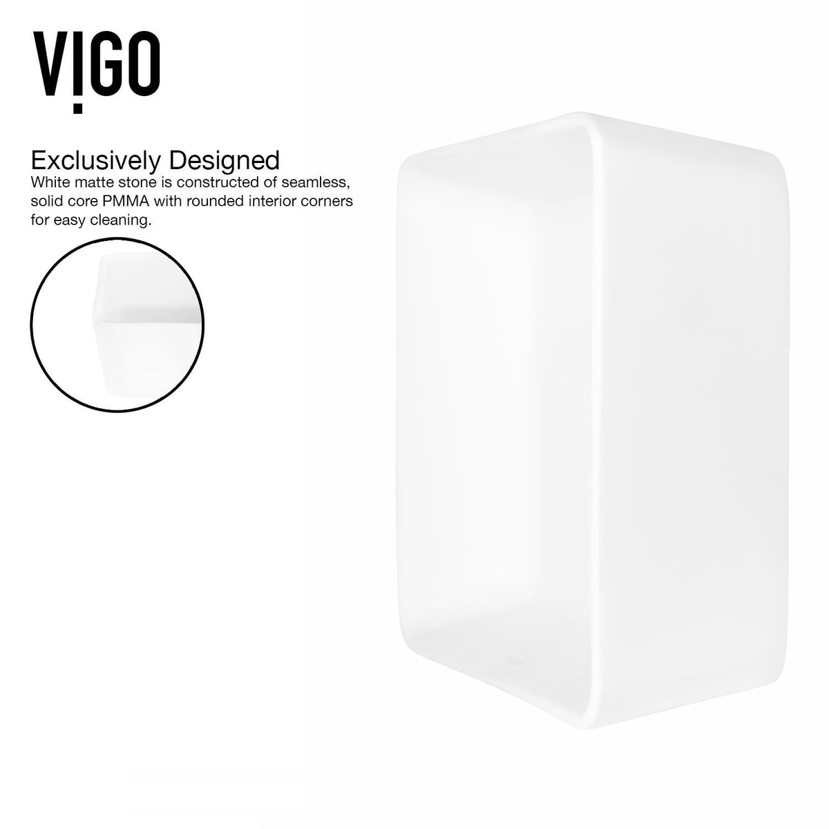 VIGO Marigold MatteStone Matte White Bathroom Sink/Basin Set with Sterling Faucet and Rectangular Composite Vessel