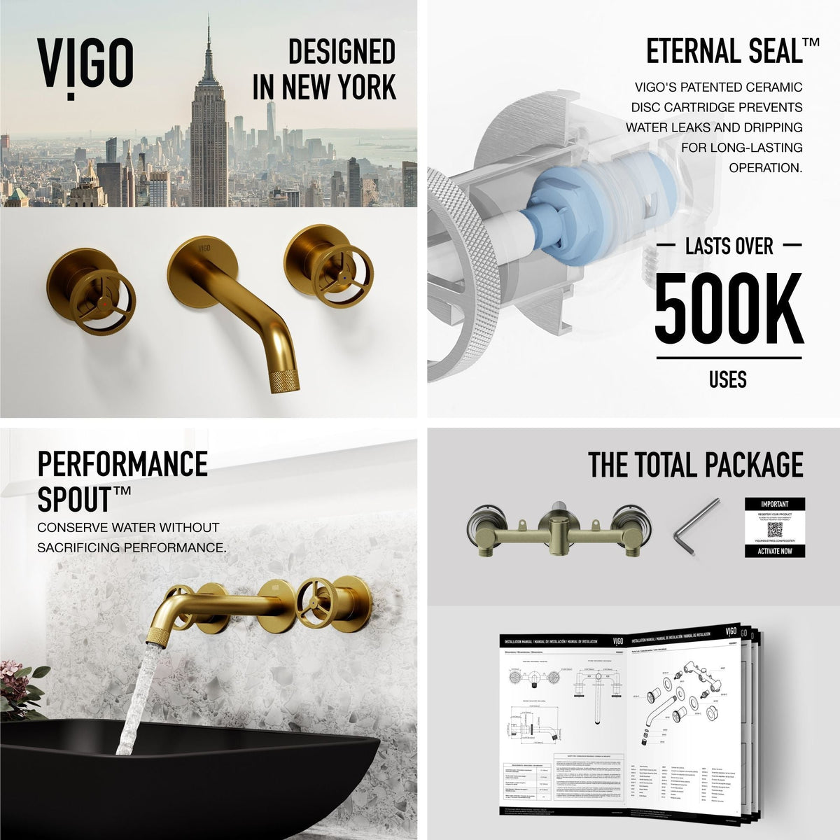 VIGO Sottile MatteShell Matte Black Bathroom Sink/Basin Set with Cass Wall Mount Faucet and Glass Rectangular Vessel