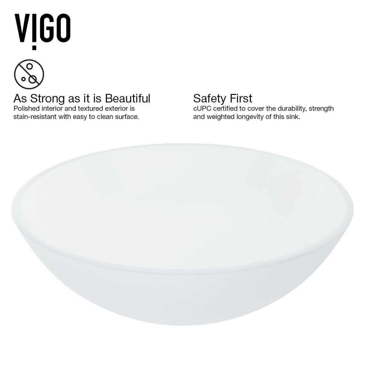 VIGO White Frost White Bathroom Sink/Basin Set with Linus Faucet and Round Glass Vessel