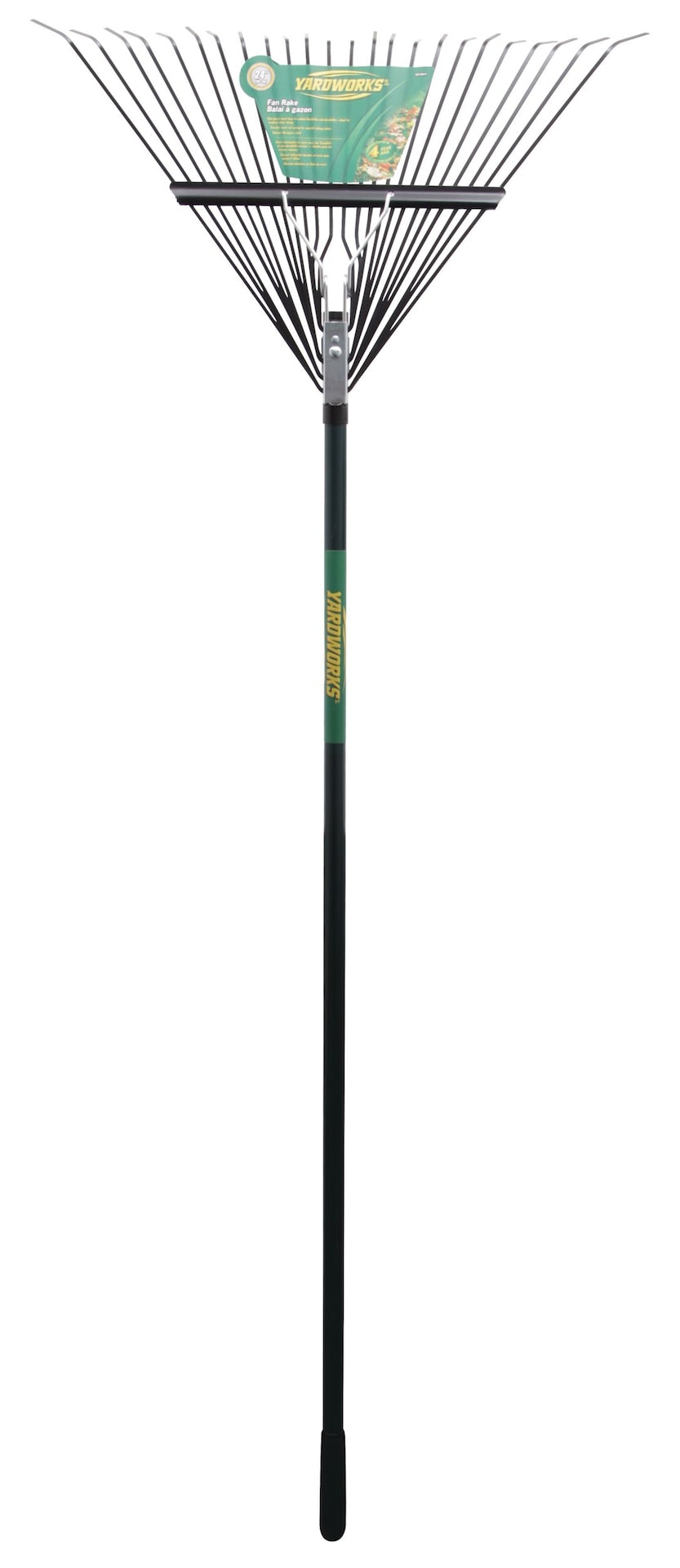 Yardworks 24-Tine Metal Leaf Rake with Fibreglass Shaft, 24-in