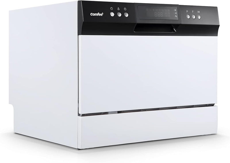 Desktop dishwasher, Energy Star portable dishwasher, 6 dish settings, small dishwasher with 8 washing programs, high-speed operation, baby care, energy-saving and glass material, dormitory dishwasher, RV and apartment dishwasher A7