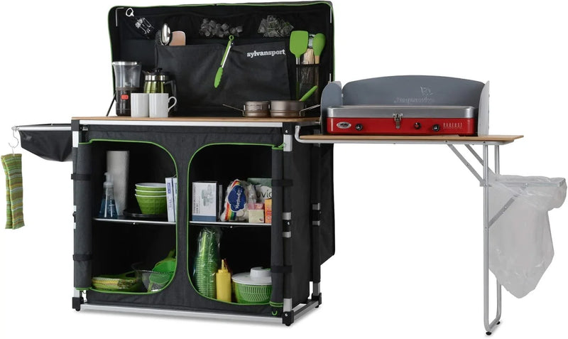 Outdoor camping kitchen system, convenient for cooking, cleaning, preparing camping meals, luxurious camping and essential camping items, large-sized "table magic" series I8