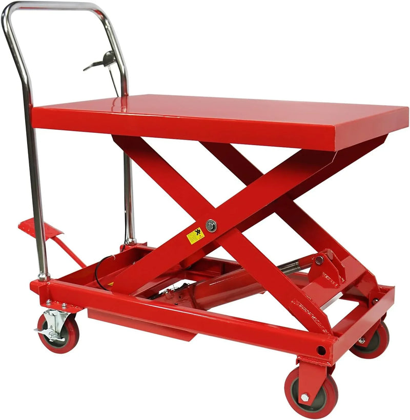 Hydraulic Lift Table Cart – 31" Lift Height, Double Scissor Design with 4 Wheels & Non-Slip Pad for Material Handling C3
