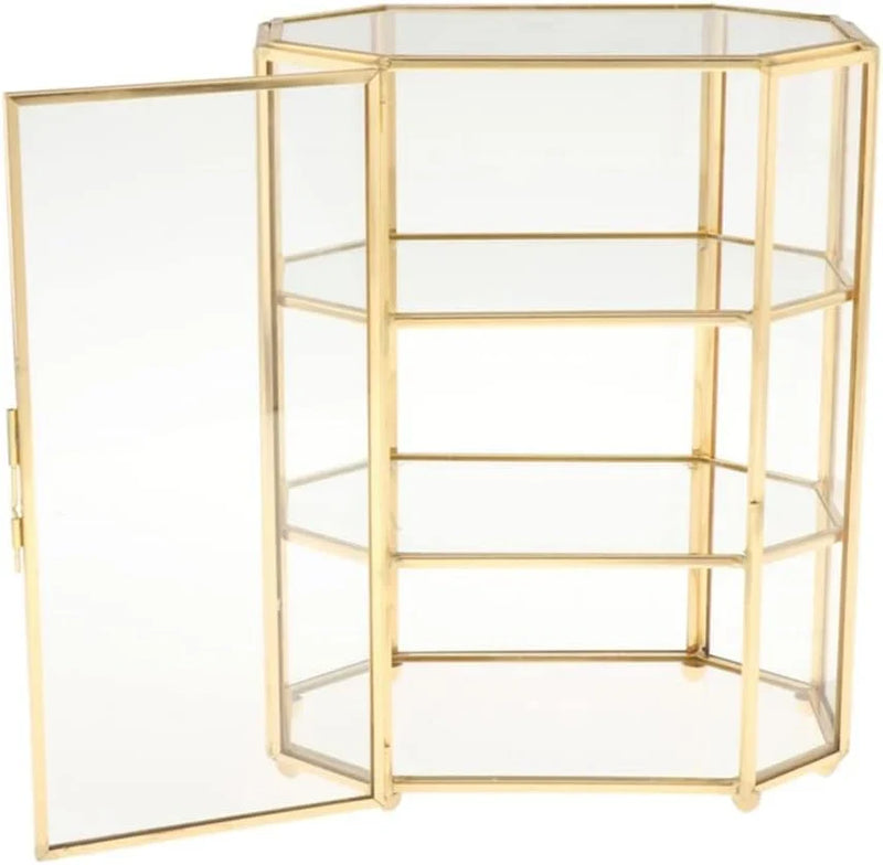 3-Tier Jewelry Box Glass Makeup Organizer Jewelry Box Multifunction Display Case for Dressing Table Decoration Storage F2