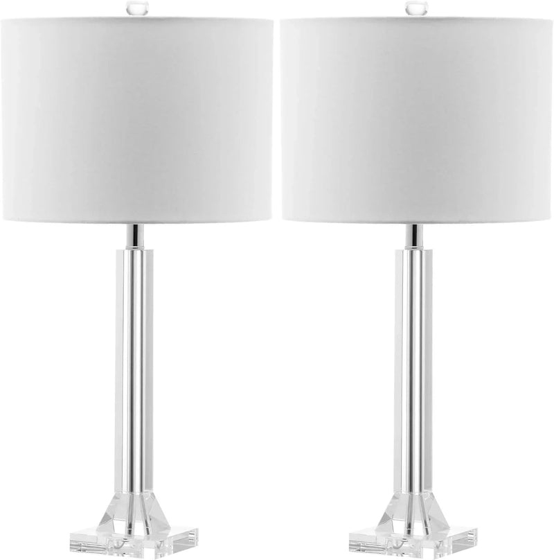 27" Modern Crystal Table Lamp 2-Pack with Linen Shade for Bedroom Living Room Home Office Desk Nightstand with LED Bulb Suitable for Living Room, Dormitory, Office, S0