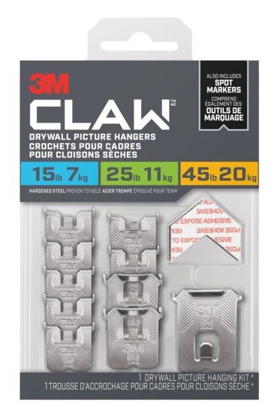 3M Claw DrywAll Picture Hangers Assorted Kit, 45-lb Capacity S9
