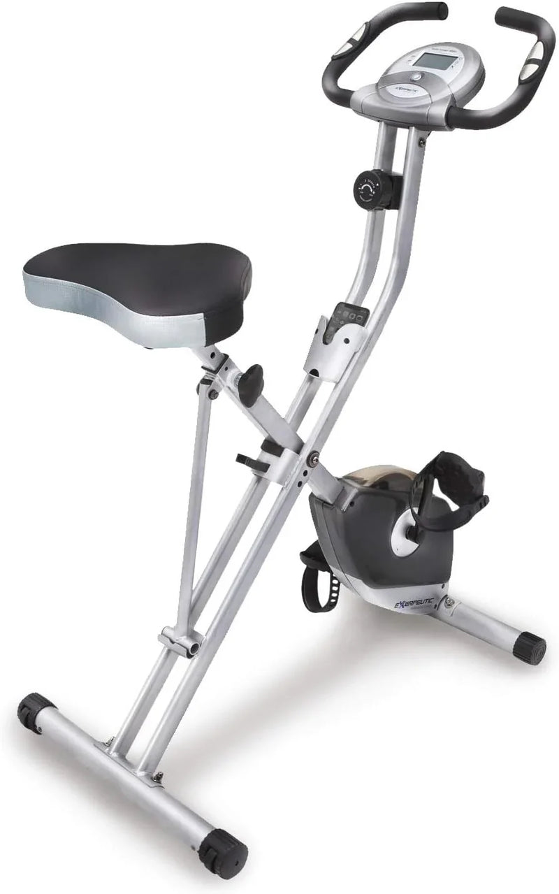 Compact folding exercise bike, 8 different intensity level fixed bikes, featuring Bluetooth tracking function and option for tablet stand. Q6