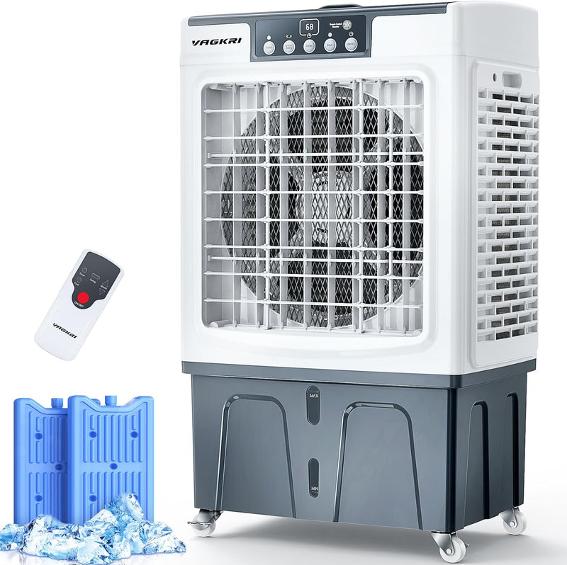 Evaporative Cooler, 2100CFM Air Cooler, 120°Oscillation Swamp Cooler with Remote Control, 24H Timer, 3 Wind Speeds for Outdoor Indoor Use,8 Gallon V8