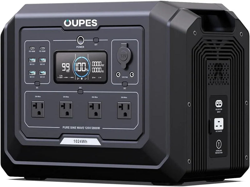 1 Portable Power Station 2000W (4500W Peak), 1024Wh LiFePO4 Battery Generator with 1400W AC Charging & 800W Solar Charging, Expandable to 5120Wh, for Home, Power Outages, Camping & RVs N3