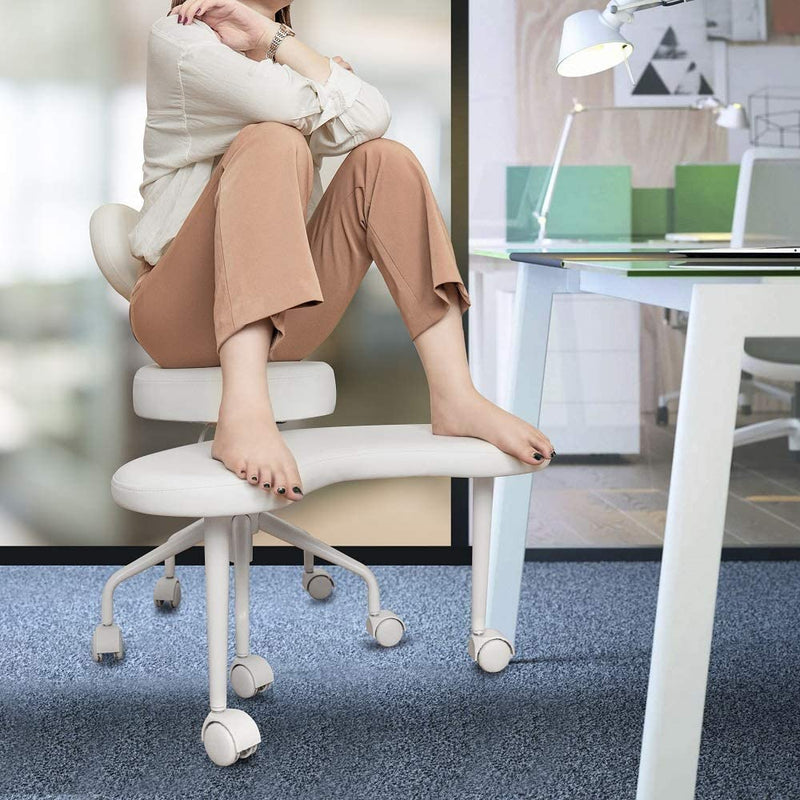 Meditation Chair, Home Office Desk Chair, Cross Legged Chair with Lumbar Support and Adjustable Stool K5