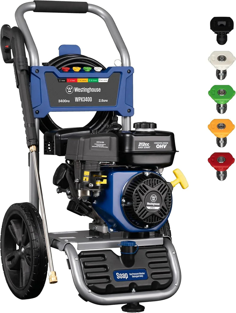 WPX3400 Gas Pressure Washer, 3400 PSI and 2.6 Max GPM, Onboard Soap Tank, Spray Gun and Wand, 5 Nozzle Set, for Cars/Fences/Driveways/Homes/Patios/Furniture P4
