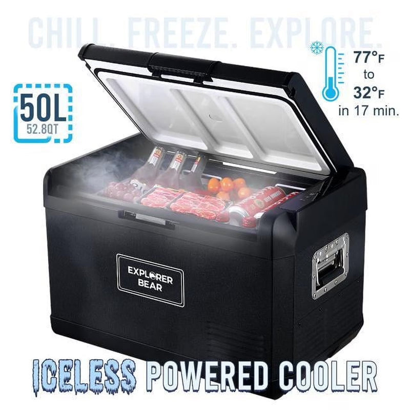 12V Car Fridge 50L 12/24V DC 110-240V AC Portable Freezer Compressor Cooler 0 H-50 H 3-Year Warranty Y0