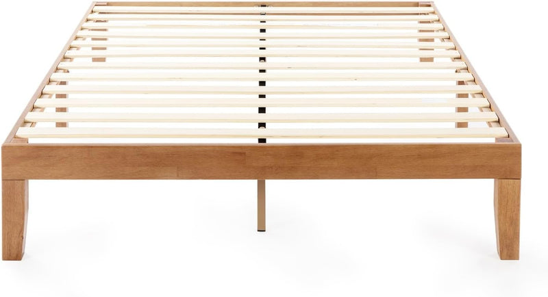12" Classic Solid Wood Platform Bed Frame w/Wooden Slats (No Box Spring Needed), Natural, Queen Size I5