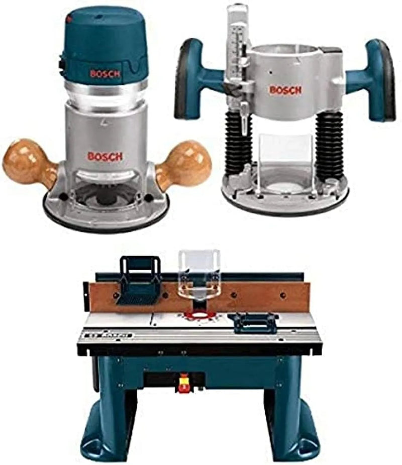 BOSCH 1617EVSPK Wood 12 Amp Router Tool Combo Kit - 2.25 Horsepower Plunge Router & Fixed Base with a Variable Speed A5