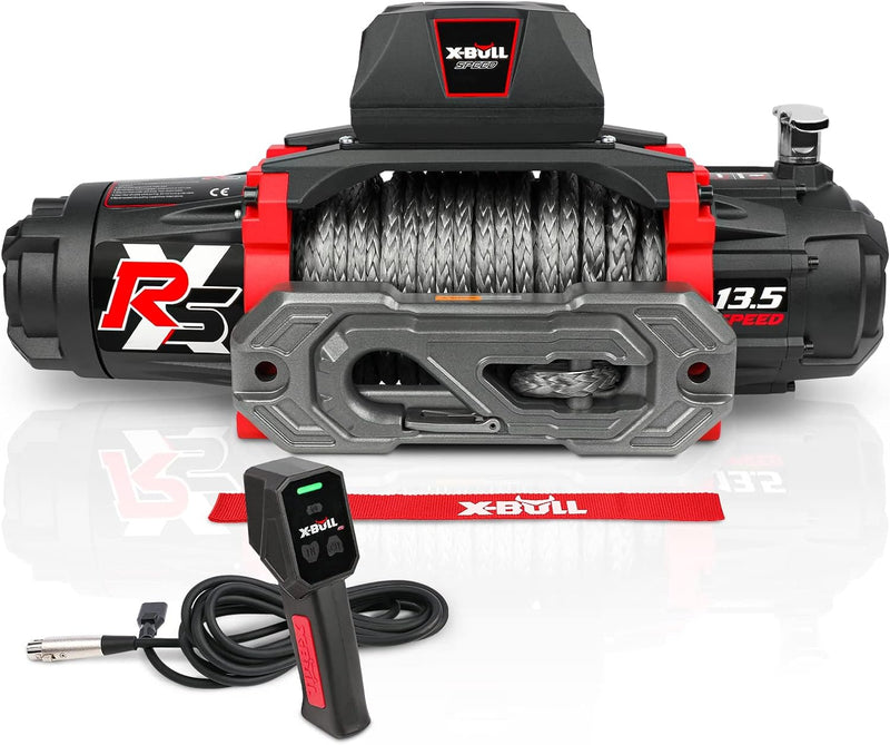 13,500-pound load capacity electric winch - 12-volt DC power supply, suitable for off-road trailer towing, dual-function wireless remote control I1