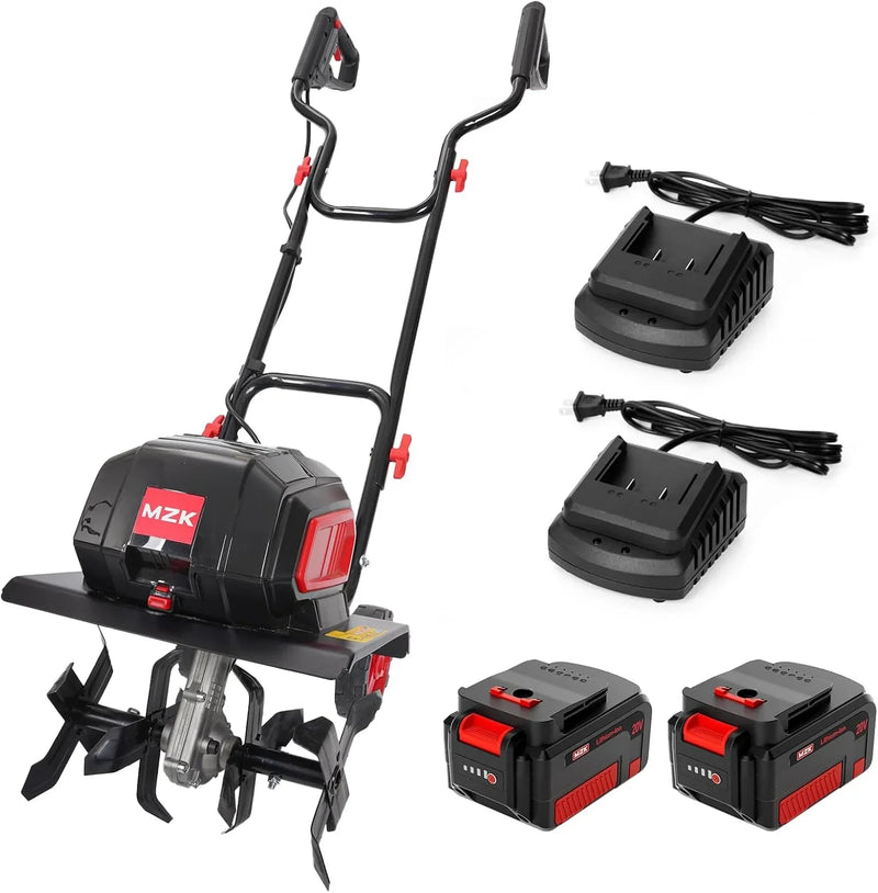 40V 12-inch Cordless Garden Tiller, Battery Powered Garden Cultivator, 2 * 4.0Ah Battery and Fast Charger Included O5