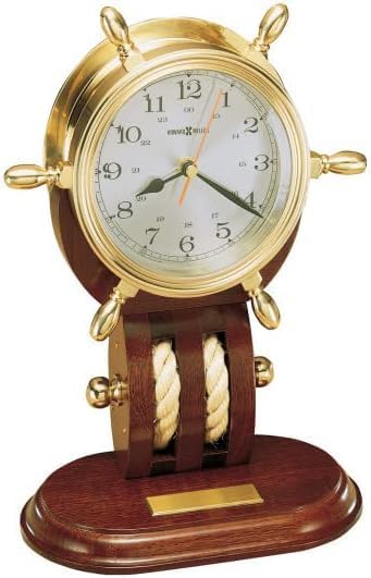 Type II Wall Clock 549-644 - Climate and Navigation Series Pure Brass Ship Rudder Decorative Model, with Redwood Base and Quartz Movement B5