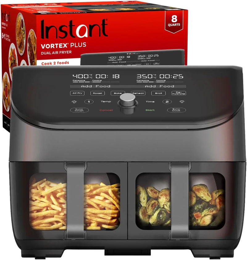 Air fryer, with a transparent casing, personalized programming, integrating 8 functions, capable of achieving various cooking methods such as frying, baking, drying, baking, heating and reheating. V5
