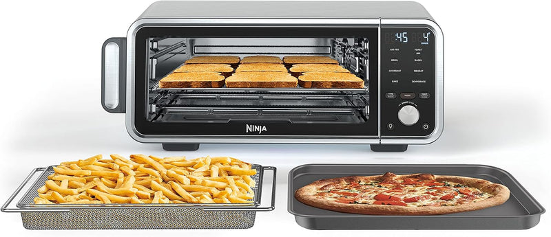 Toaster oven, air fryer, thermometer, toaster-air fryer combo, stainless steel material, quick cooking, french fries, frozen food, air frying, dehydrating, heating, 13 functions, less oil usage, flip-type oven F1