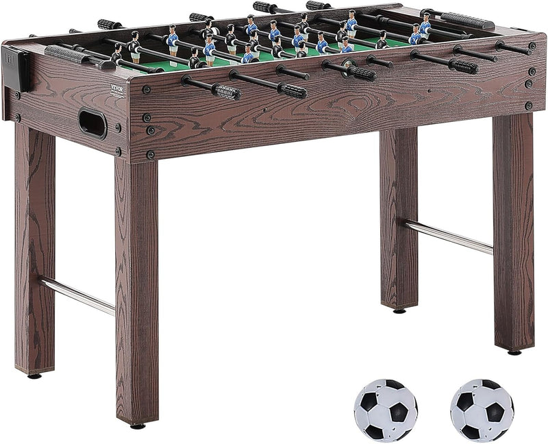 Foldable flyball table, standard size (42/48/55 inches), brown, made of plastic, metal and wood, suitable for two people to play flyball games, suitable for game room. I5