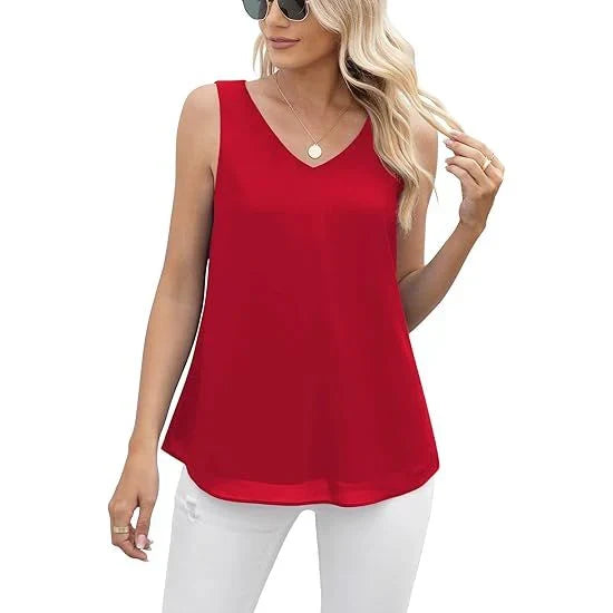 Women's Summer Sleeveless Chiffon Casual Tops A8