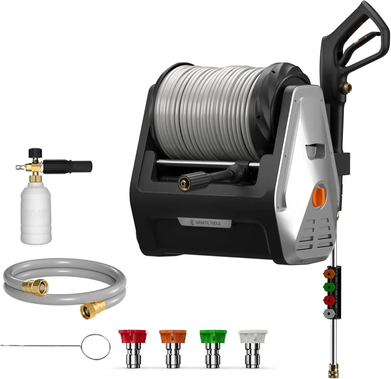 The wall-mounted high-pressure cleaning machine Plus is equipped with an upgraded 1800-watt motor, with a maximum pressure of 2900 pounds per square inch and an electric high-pressure cleaning machine that discharges 2.2 gallons per minute. It is equ P2
