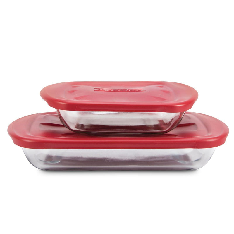 Anchor Hocking Glass Bake 'n' Keep Set with Plastic Lids, 4-pc M7