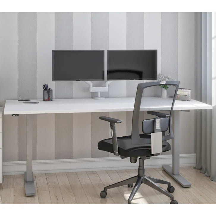 Bestar Upstand 76.2 cm x 182.9 cm (30 in. x 72 in.) Height Adjustable Desk with Dual Monitor Arm W8