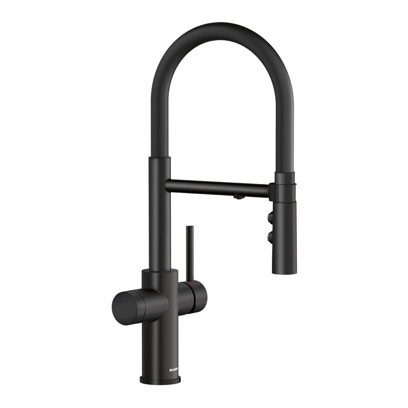 Blanco Catris Flexo Filter-Ready Semi-Pro Pull-Down Dual-Spray Kitchen Faucet, Matte Black B3