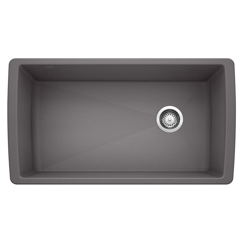 Blanco Diamond SILGRANIT 33-in Super Single Undermount Kitchen Sink, Cinder X2